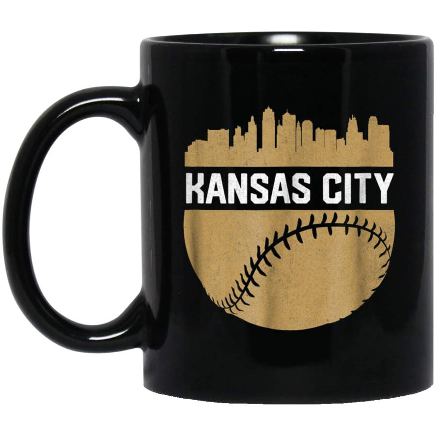 Vintage Downtown Kansas City MO Skyline Baseball Mug