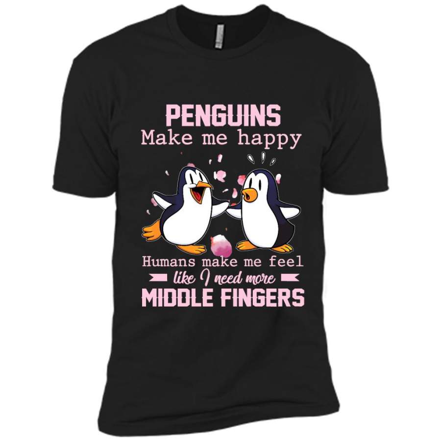 Penguins Make Me Happy Human Make Me Feel Like I Need More Middle Fingers B – Canvas Unisex USA Shirt