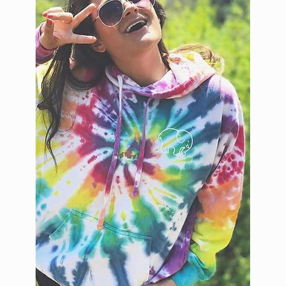 Women’s Comfy Rainbow Hoodie – Tie Dye Basic Pullover