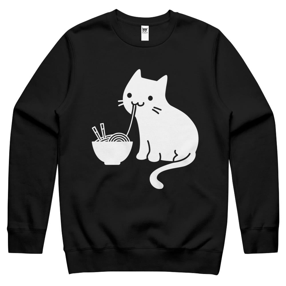 Cute Cat Eating Ramen Crewneck Sweatshirt