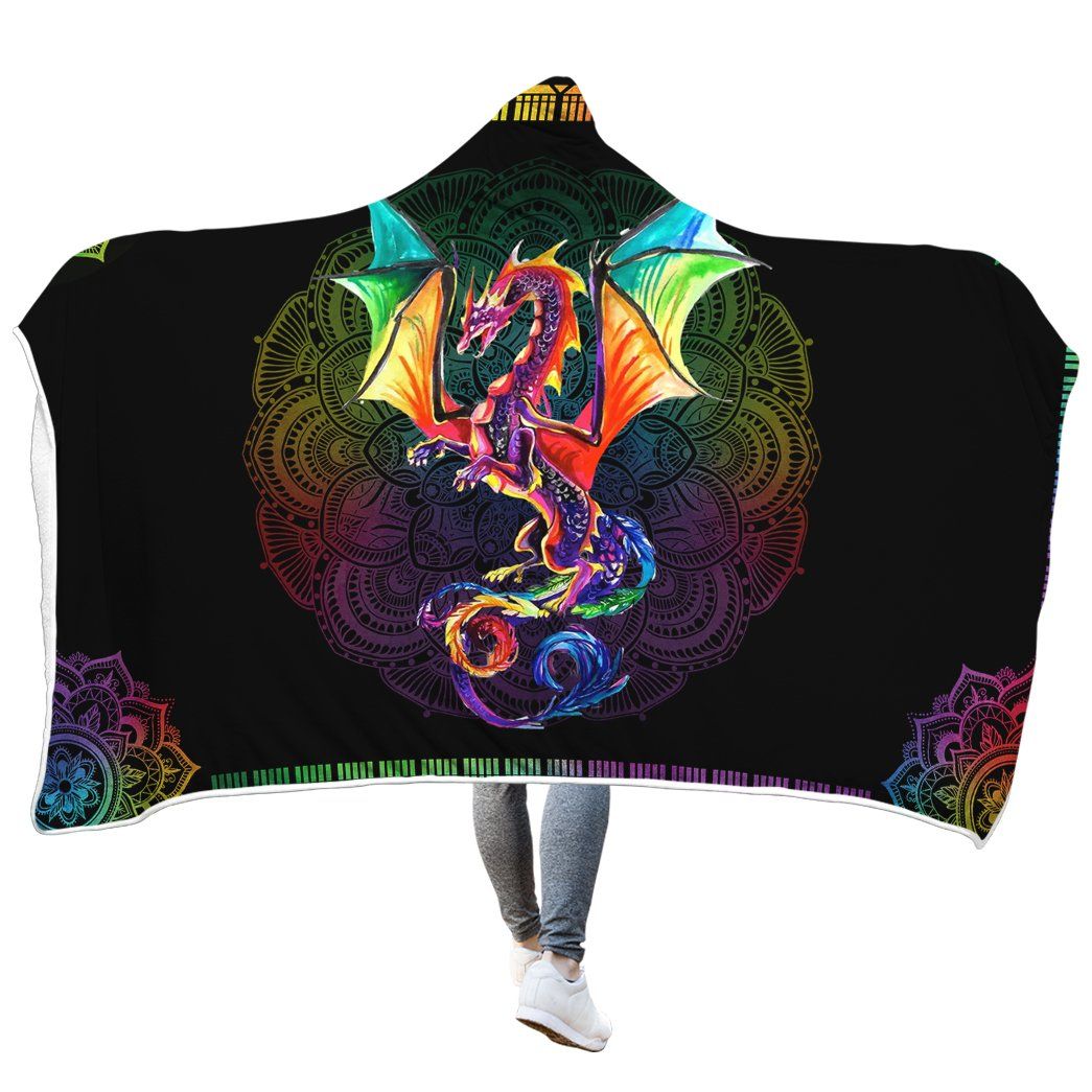 Casespring 3D Colorful Mandala Dragon Custom Hooded Blanket