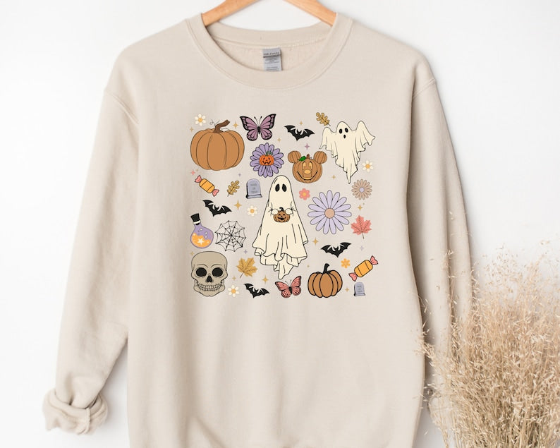 Halloween Doodles  Crewneck Sweatshirt All Over Print Sweatshirt For Women Sweatshirt For Men Sws1024