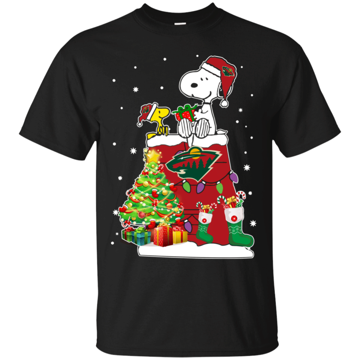 Find Minnesota Wild Snoopy & Woodstock Christmas Shirt Cotton Shirt