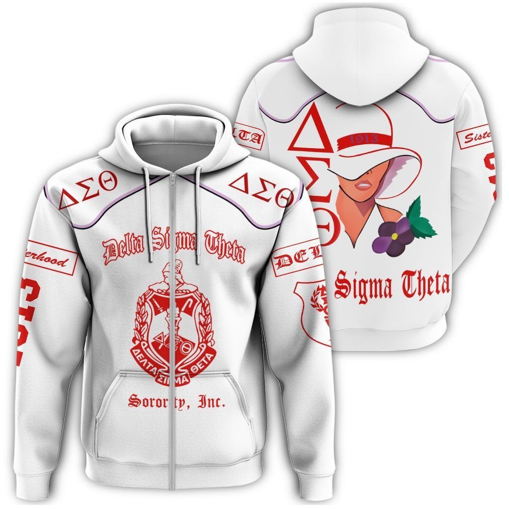 Sorority Hoodie – Woman Flower Delta Sigma Theta Zip Hoodie