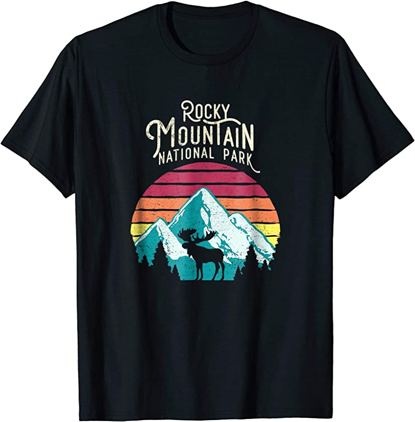 Vintage Retro Rocky Mountain National Park Moose T Shirt