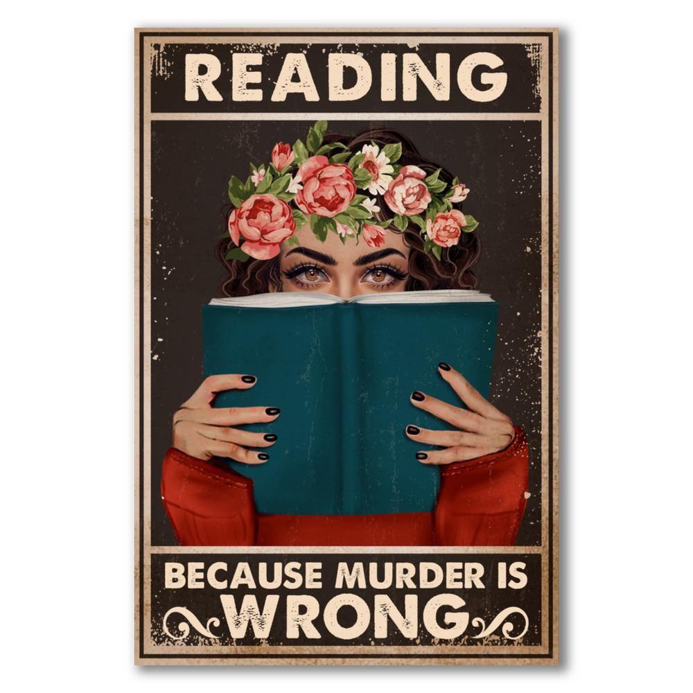 Reading Because Murder Is Wrong Canvas And Poster, Canvas Prints, My Poster Wall, Canvas Wall Art, Wall Decor Visual Art, Halloween Gift, Happy Halloween