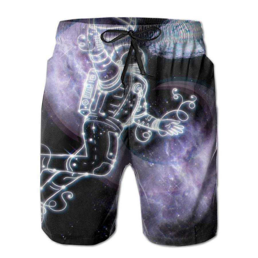 2 Pack Space Astronaut Dunk Nebula Jam Poster Men Swim Trunks Drawstring Elastic Waist Quick Dry Beach Shorts with Mesh Lining Swimwear Bathing Suits