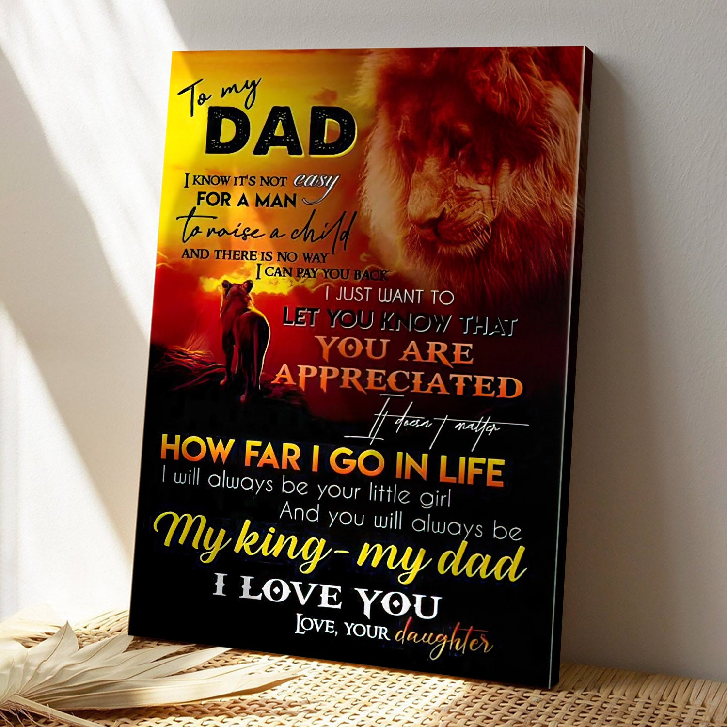 To My Dad – Lion Daughter – How Far I Go In Life – Father’S Day Canvas Prints – Best Gift For Dad – Ciaocustom