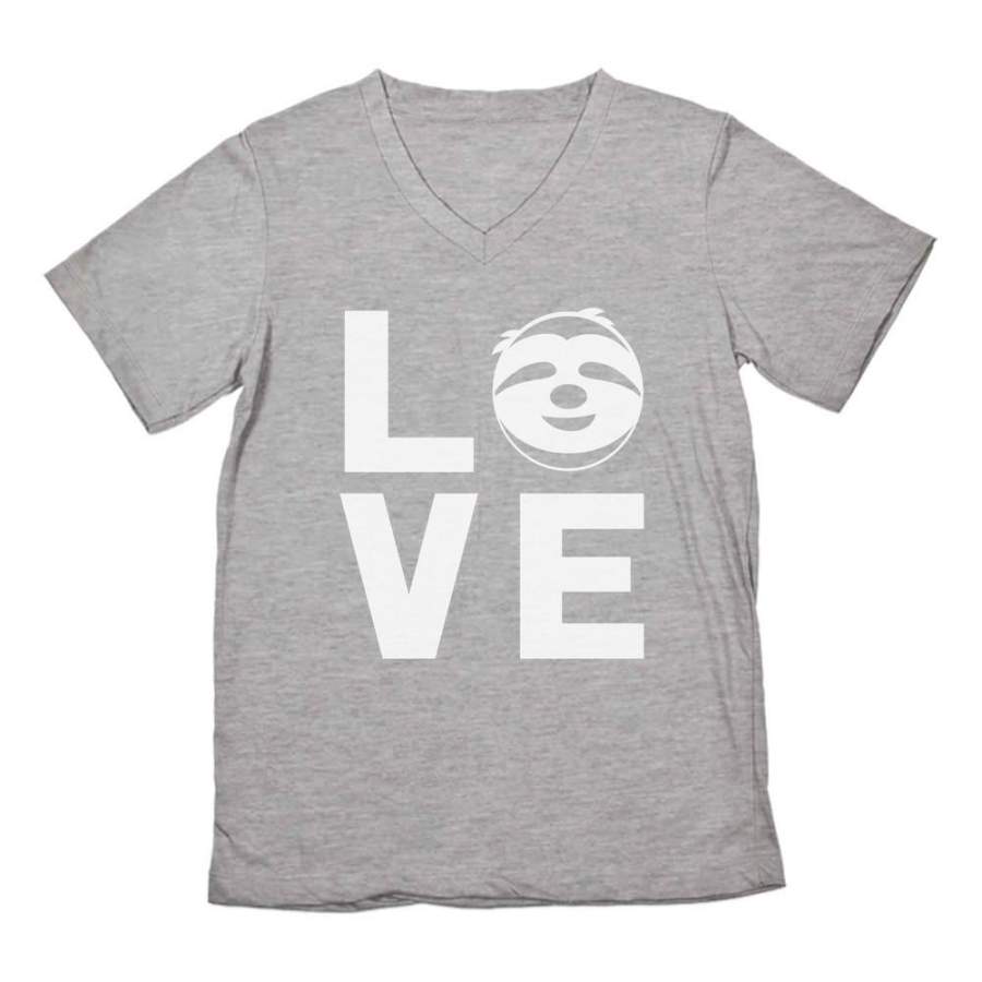 Animal Lovers – I Love Sloths – Lazy Sloth Cute Face V-Neck T-Shirt