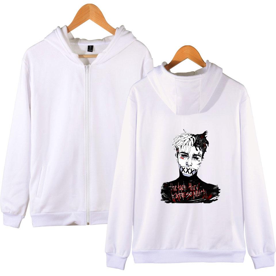 XXXTentacion Hoodies – Solid Color Popular Rapper XXXTentacion Icon Super Cool Zip Up Hoodie