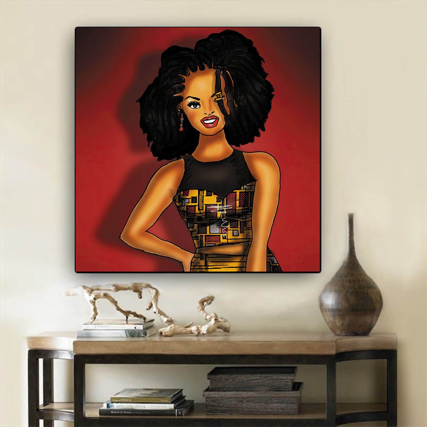 Black History Art Pretty Melanin Girl African American Canvas Wall Art Afrocentric Home Decor Ideas BPS78816