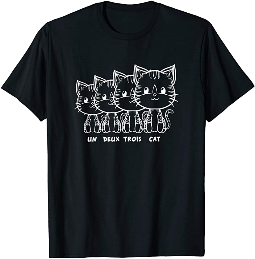 Cat Vintage Cat Lover Funny Kitten French Un Deux Trois Cat T-Shirt