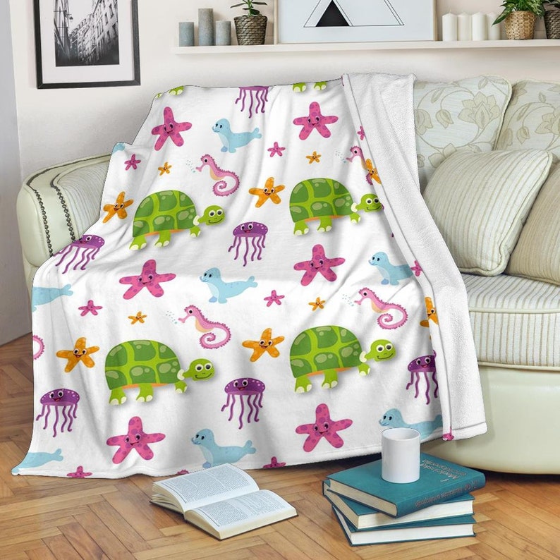 Sea Animals Blanket, Sea Life Throw Blanket, Sea Animals Fleece Blanket, Sea Animals Adult Blanket, Sea Animals Kid Blanket, Fleece Blanket, Sherpa Blanket