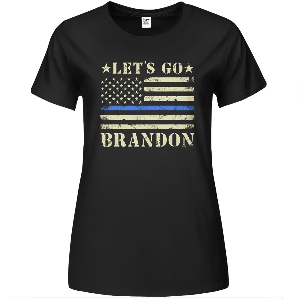 Let’S Go Brandon Lets Go Brandon Thin Blue Line Us Flag Premium Womens T Shirts