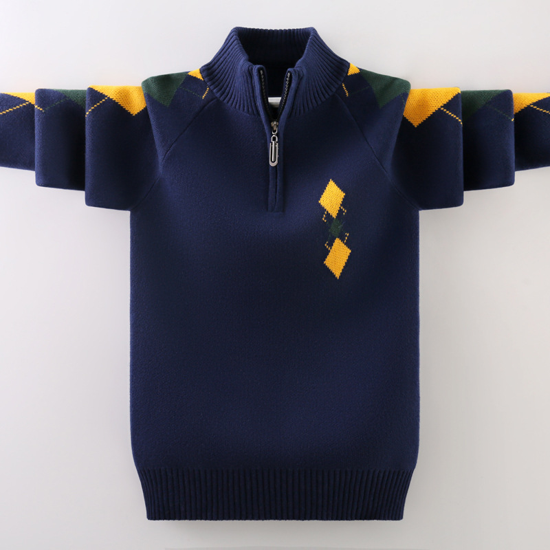 Boys’ Uniform Cotton Sweater Autumn/Winter Kids Knitted Pullover For Children’s 4 6 8 10 12 14 15 Years Wear（No Pilling） alx