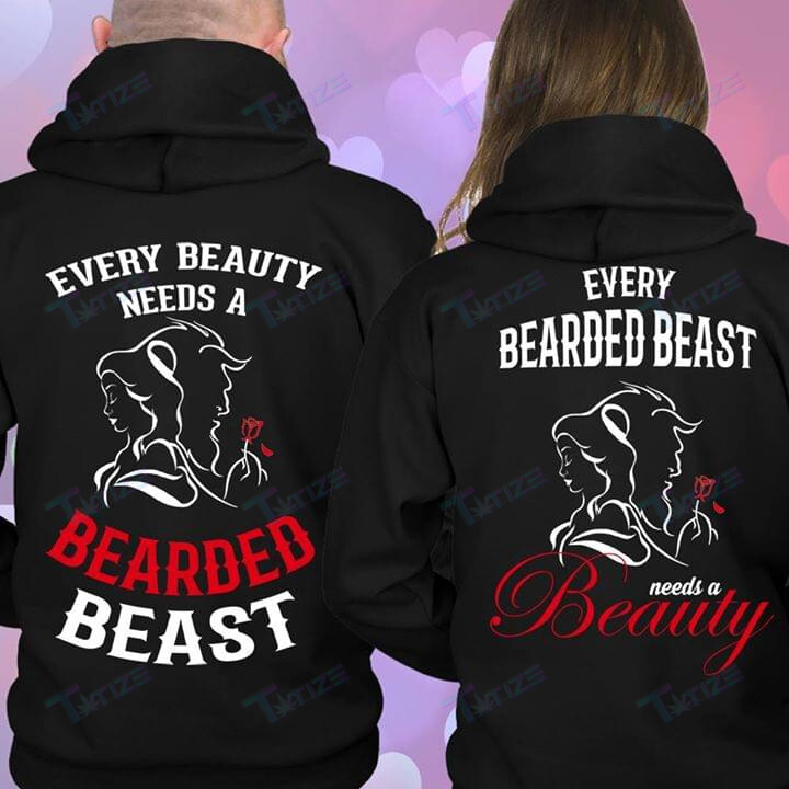 Couple Shirts Every Beauty Needs A Bearded Beast Matching Couple, Valentine 2022 Gifts Graphic Unisex T Shirt, Sweatshirt, Hoodie Size S – 5Xl