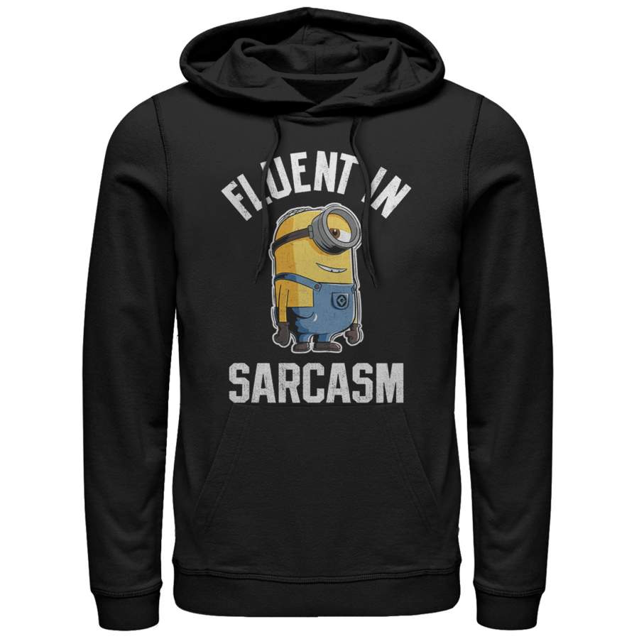 Despicable Me Men’s Minion Fluent in Sarcasm  Lightweight Hoodie