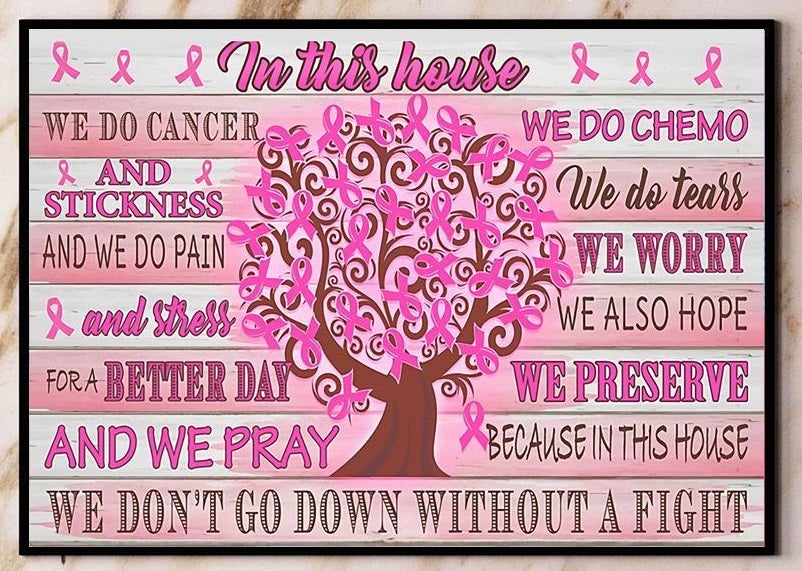 Breast In This House We Don’T Go Down Without A Fight Poster Canvas Wall Decor Visual Art