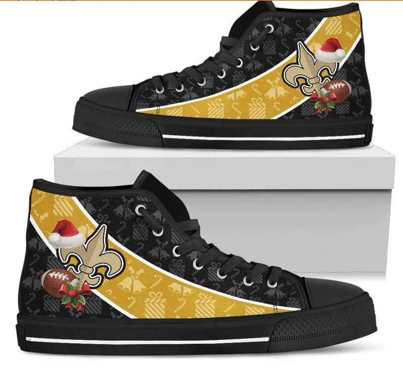 New Orleans Saints Limited Edition Men’S And Women’S Black Sole And Shoelaces High Top Canvas Shoes All Us Size