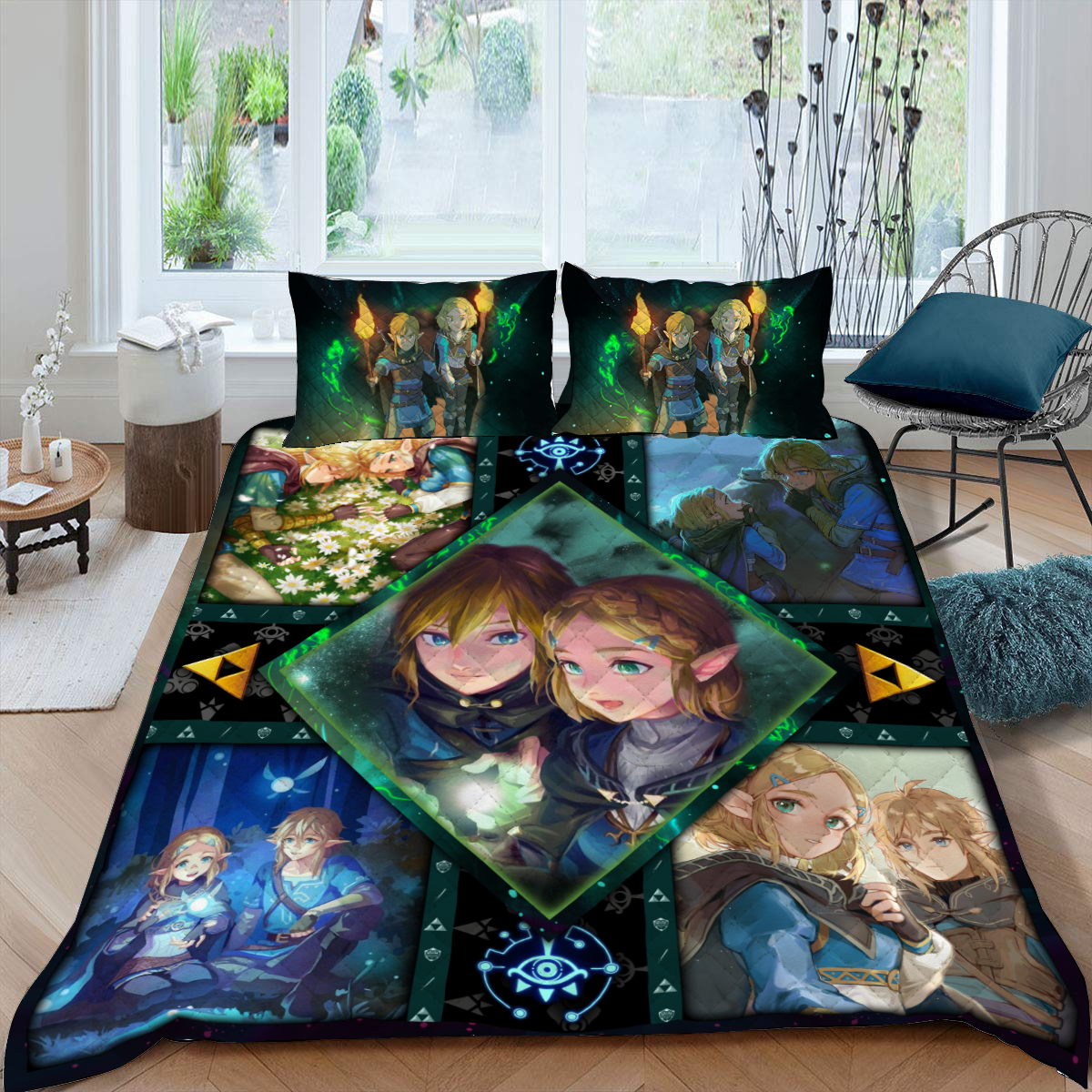 Link And Zelda The Legend Of Zelda Quilt Blanket Quilt Set