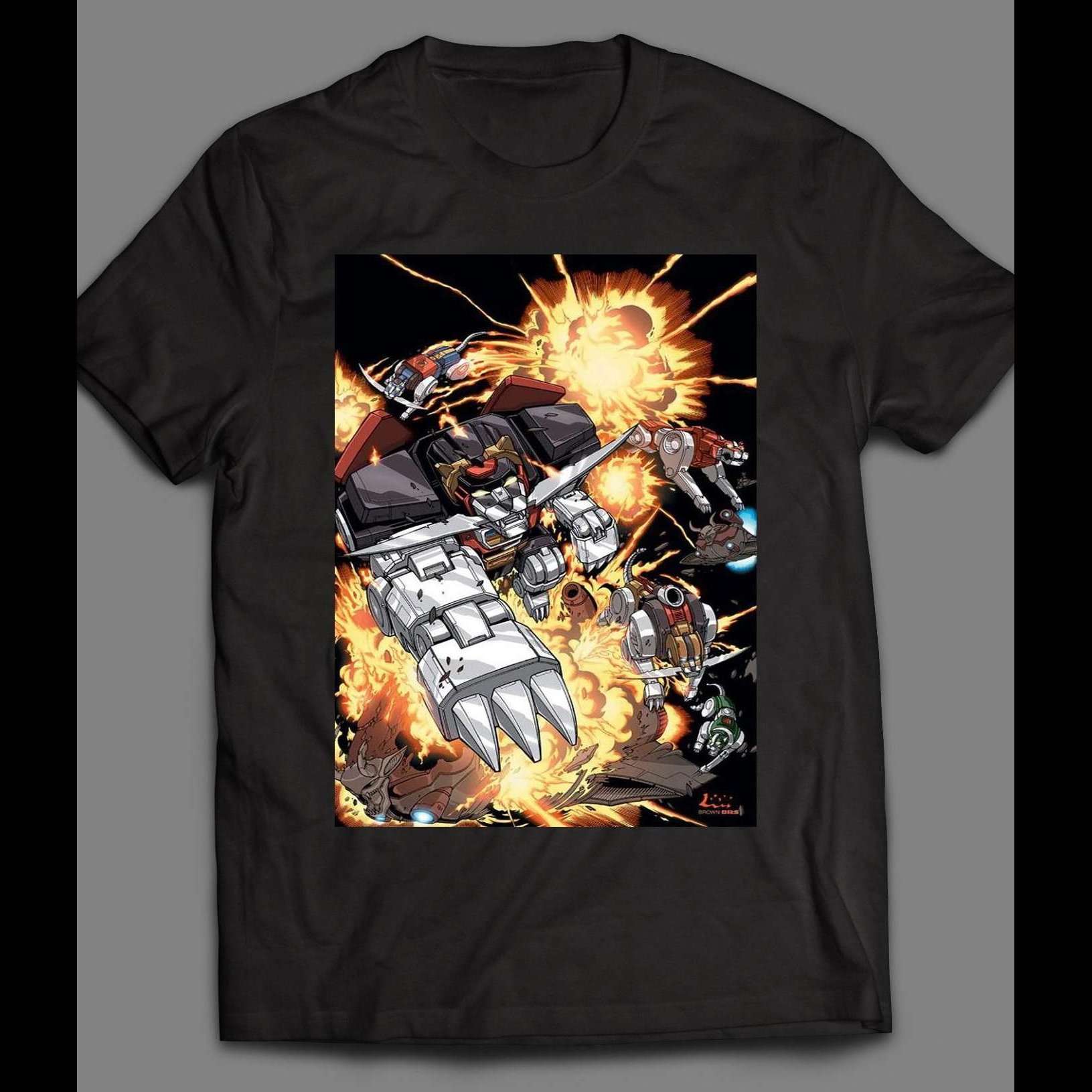 1980s CARTOON COMBINER ROBOTBLACK LION ART SHIRT