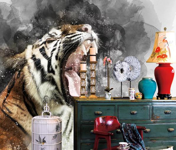 3D Watercolor Tiger Wall Mural Wallpaperpe 321