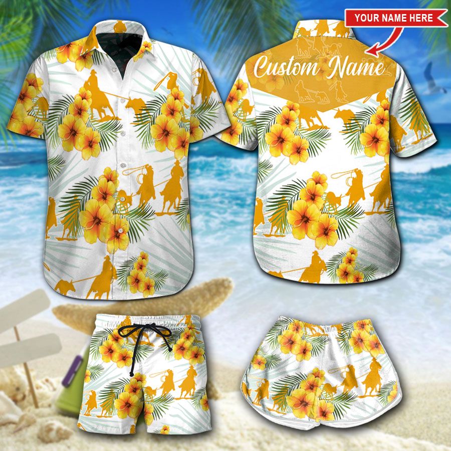 Team Roping Tropical Plants Hawaiian Shirt Personalized Ha63589