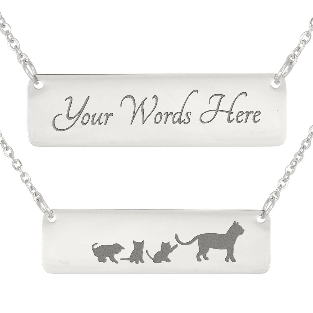 Mama Cat & 3 Kittens – Bar Necklace