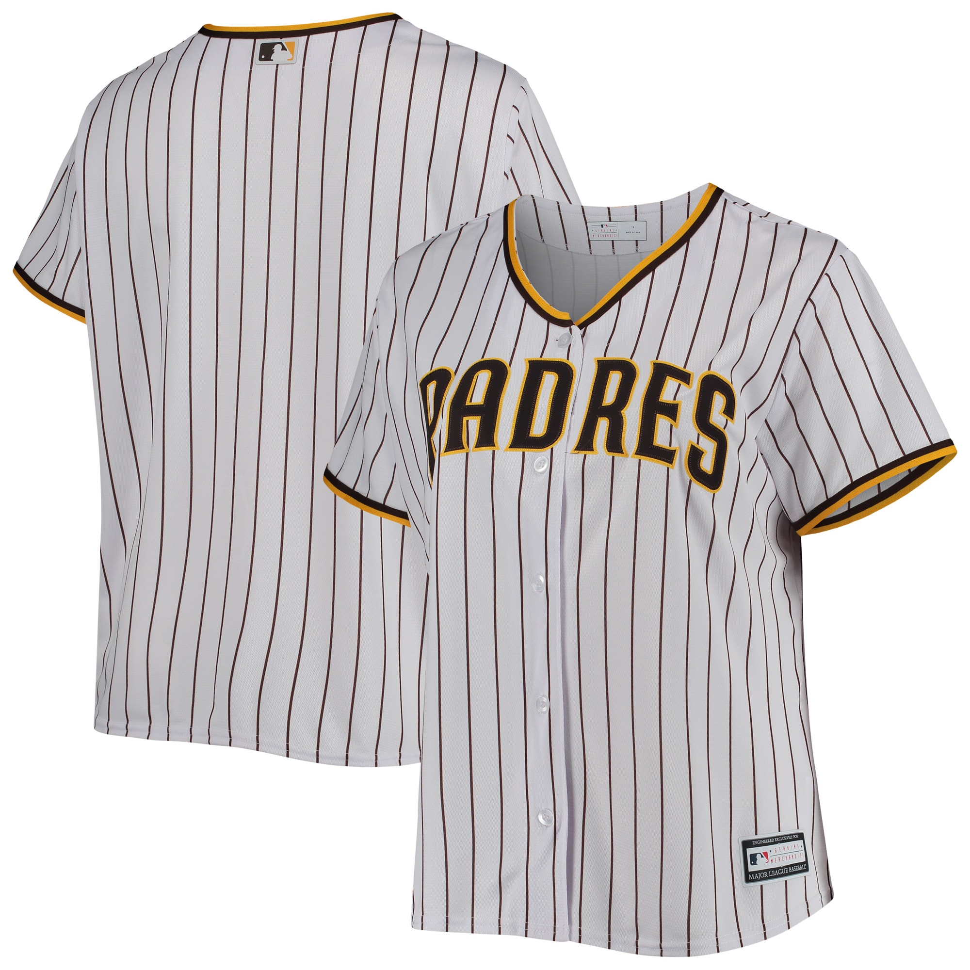 Women’s San Diego Padres White/Brown Plus Size Road Team Jersey