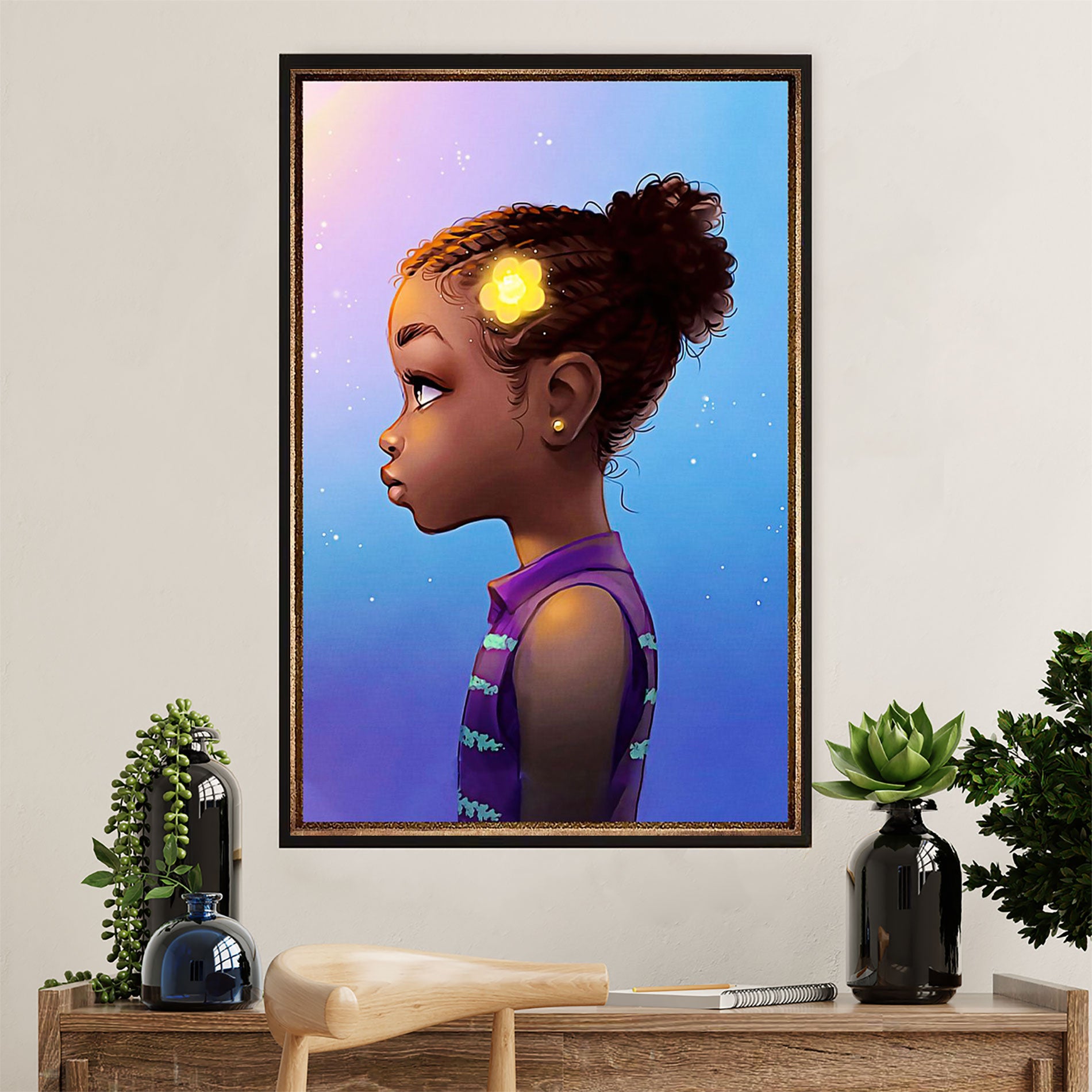 African American Afro Poster Prints | Black Kid Art | Wall Art Gift For Black Girl