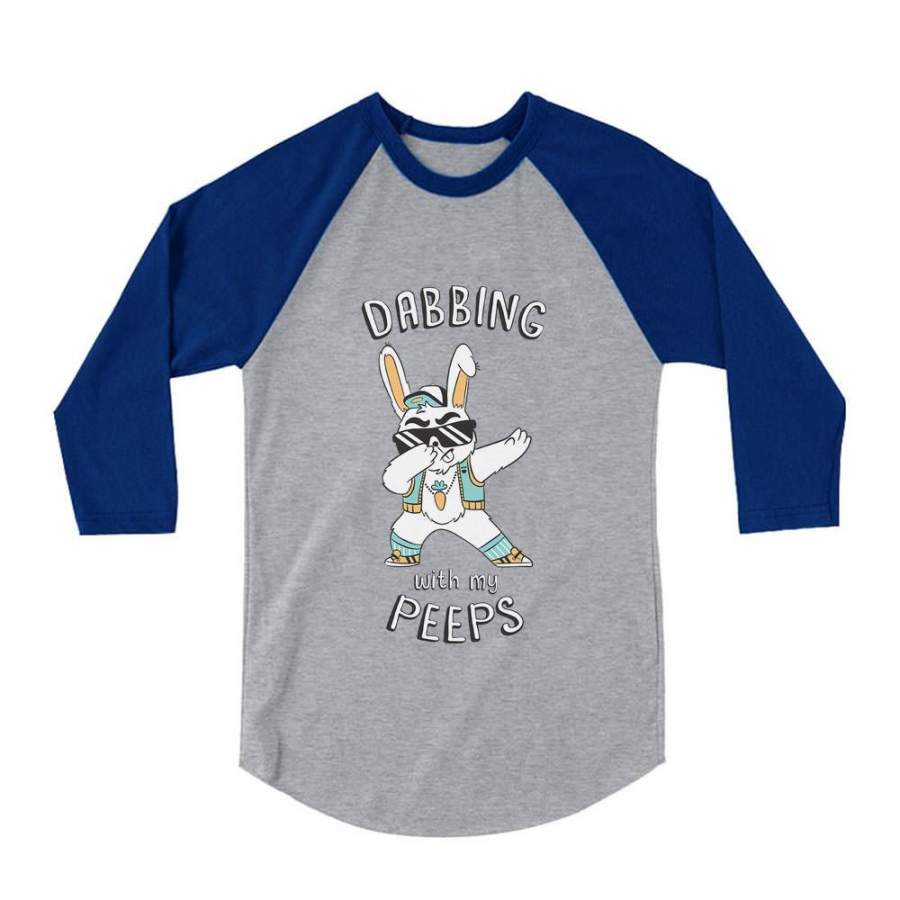 Dabbing With My Peeps Easter Bunny 3/4 Sleeve Baseball Jersey Toddler Shirt