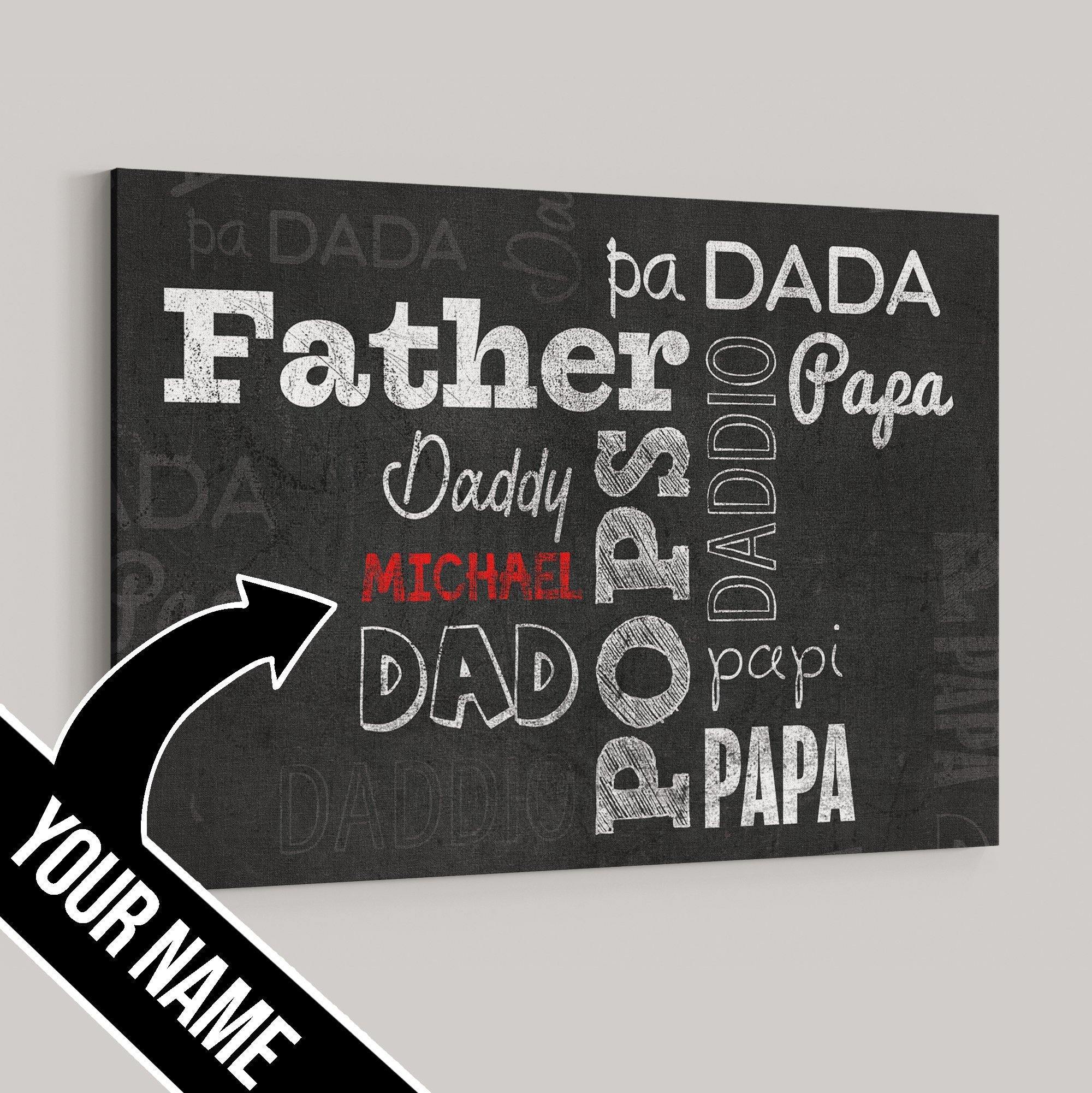 [Personalized Name] Father Name – Best Gift Idea For Father’S Day, Gift For Home Decor, Gift For Family – Horizontal Canvas Matte Canvas Wall Art