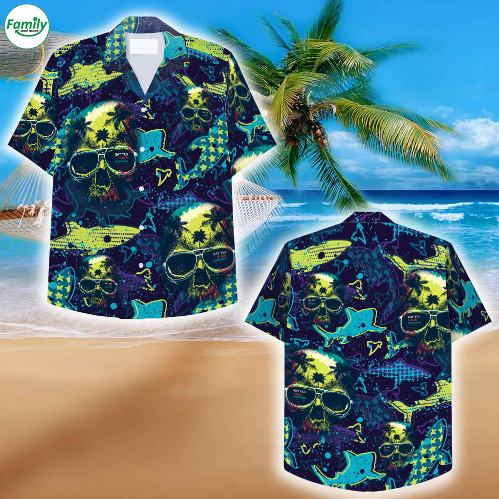 Adventures Ocean With Skulls Hawaiian Shirt – Kv10