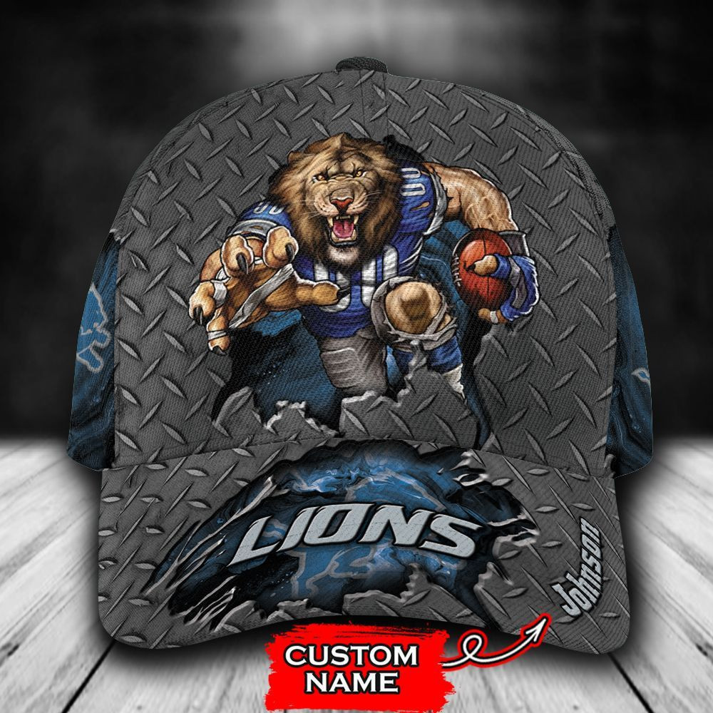 Personalized Detroit Lions Mascot All Over Print 3D Baseball Cap – Blue