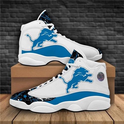 Women Detroit Lions Air Jordan 13 High Top Leather Sneakers 001