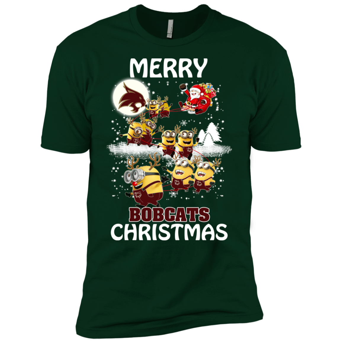 Buy Texas State Bobcats Ugly Christmas Sweaters Minions Santa Claus Merry Christmas Men’s T-Shirt