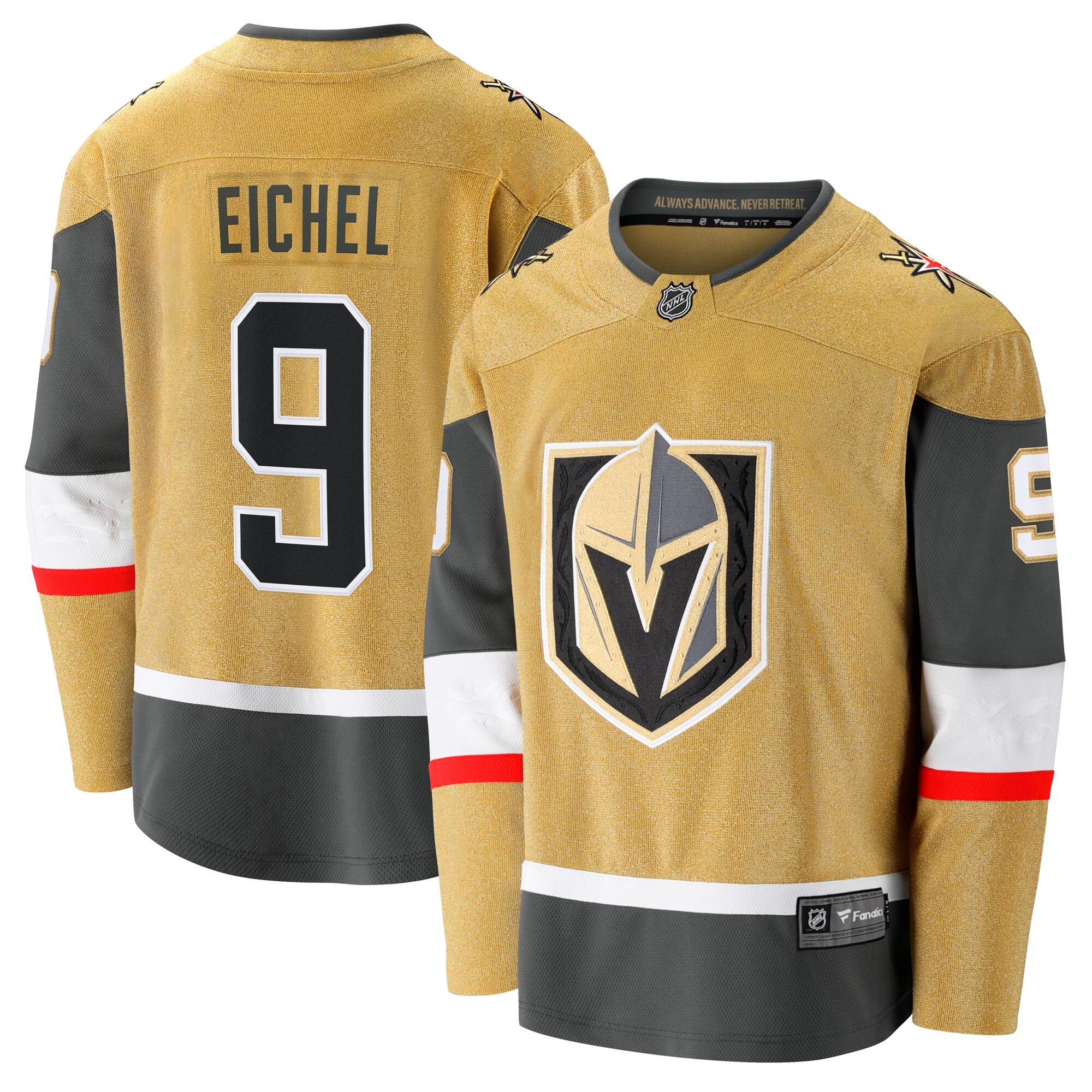 Jack Eichel Vegas Golden Knights Branded Home Breakaway Jersey – Gold