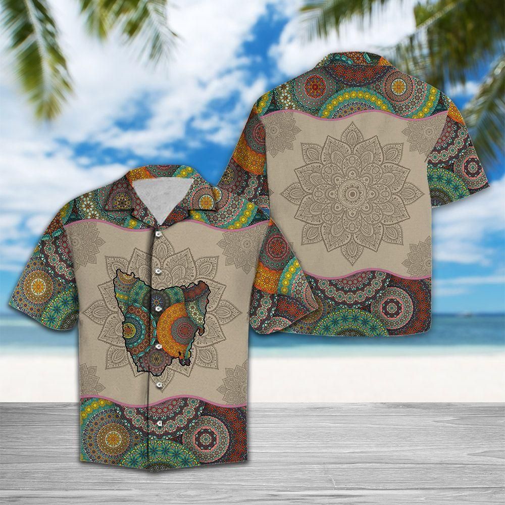 Awesome Tasmania Mandala Aloha Hawaiian Shirt Colorful Short Sleeve Summer Beach Casual Shirt For Men And Women