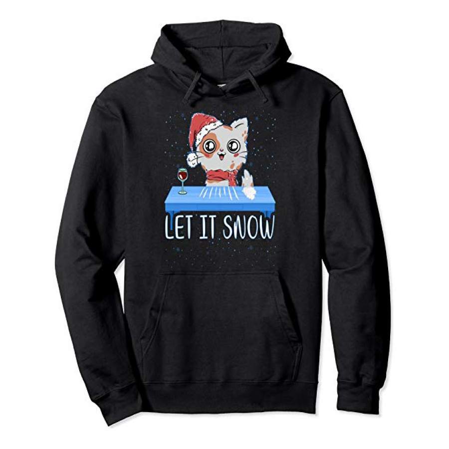 Let It Snow Santa Adult Humor Cat Kitten Funny Gag Pullover Hoodie