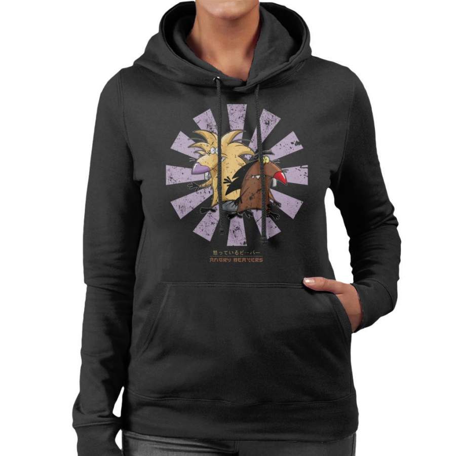 Angry Beavers Retro Japanese Women’s Hooded Sweatshirt