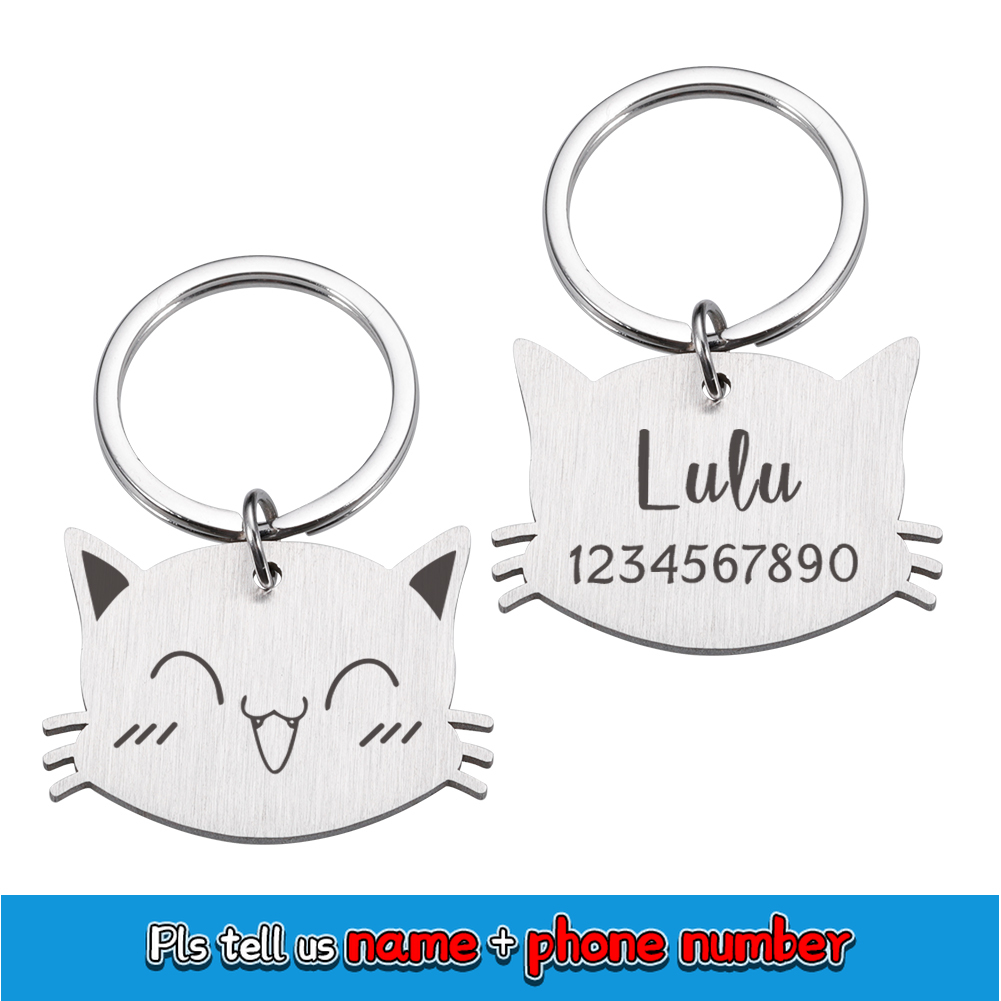 Customized Cat ID Name Tag Accessories Cats ID Tag Collars Stainless Steel Pet ID Tags for Kitten Pet Engraved Collar Wholesale alx