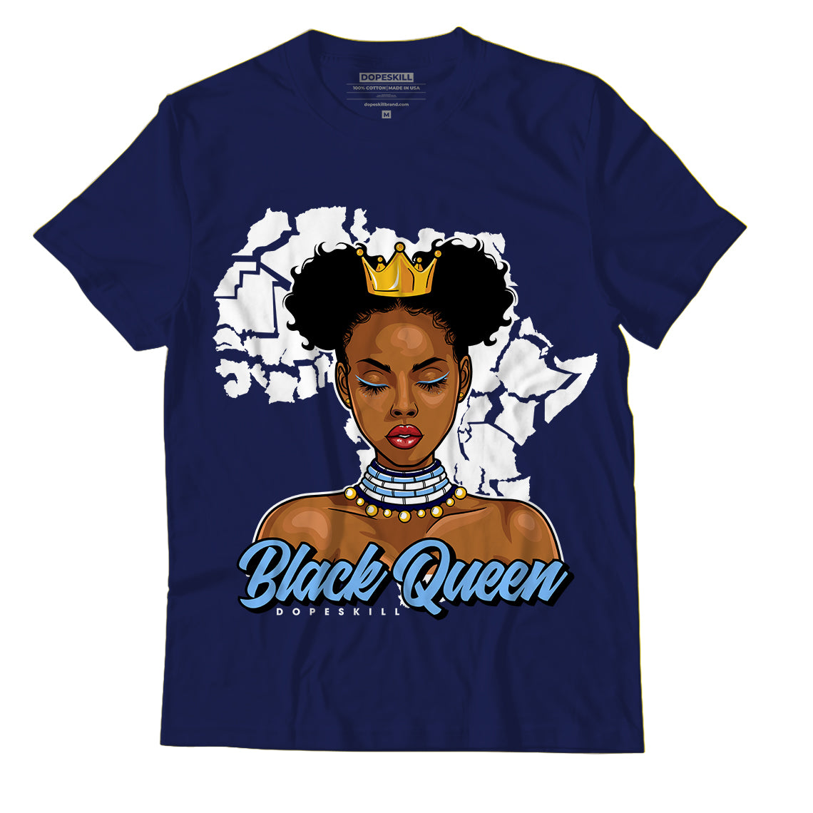 Jordan 6 Unc Dopeskill College Navy T-Shirt Black Queen Graphic