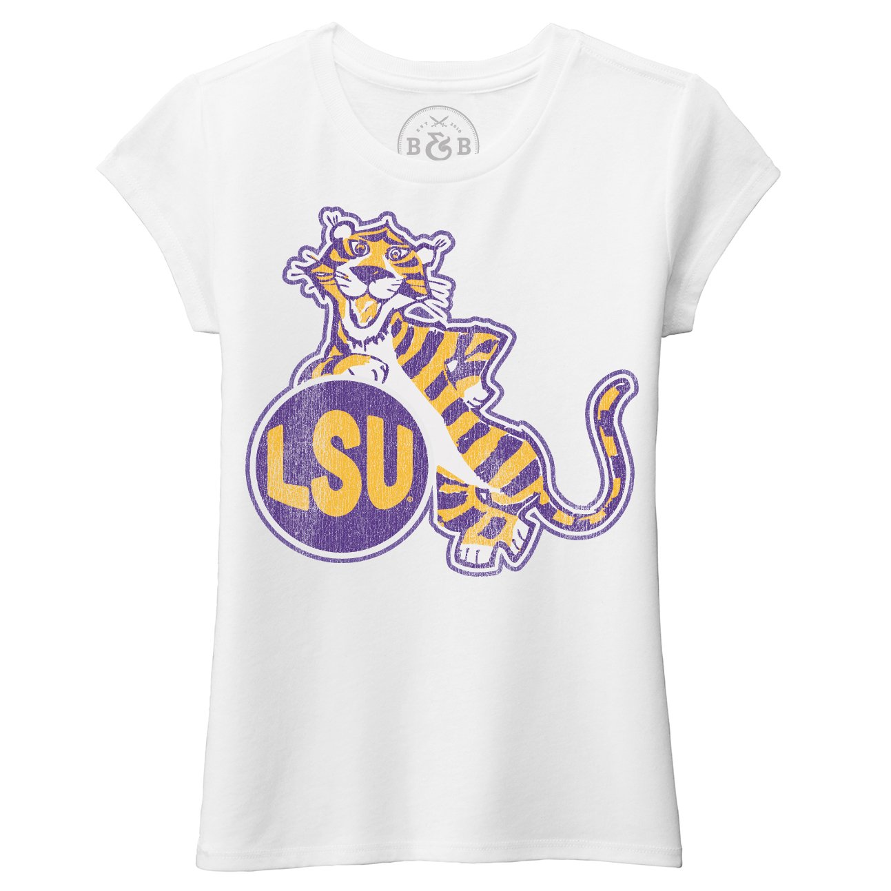 B&B Dry Goods Lsu Tigers Esso Girls Youth Tri-Blend T-Shirt – White