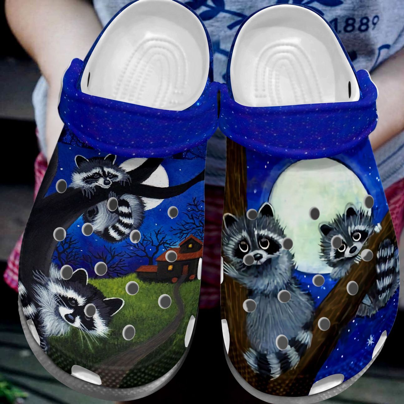 Raccoon Personalized Clog, Custom Name, Text, Color, Number Fashion Style For Women, Men, Kid, Print 3D Play With The Moon