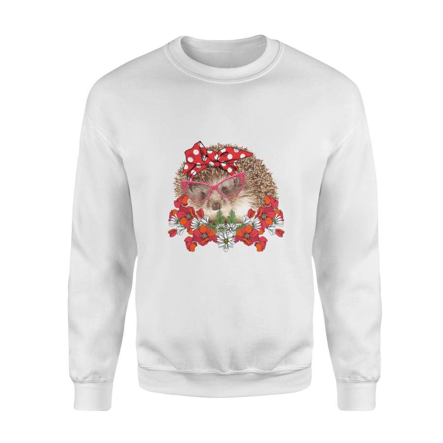 Hedgehog Mom Flower Bow – Premium Fleece Sweatshirt