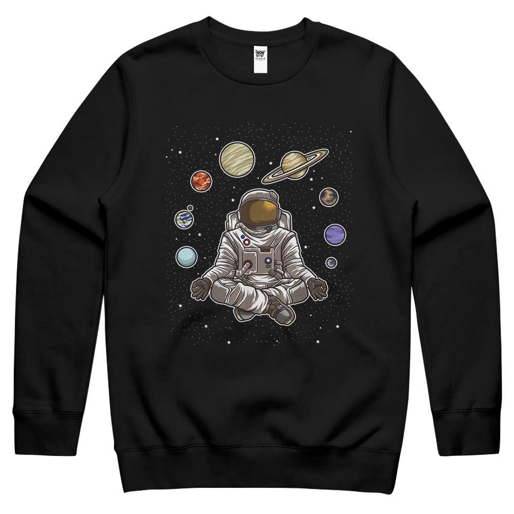 Yoga Astronaut Meditates In Space And Feels The Galaxy Crewneck Sweatshirt