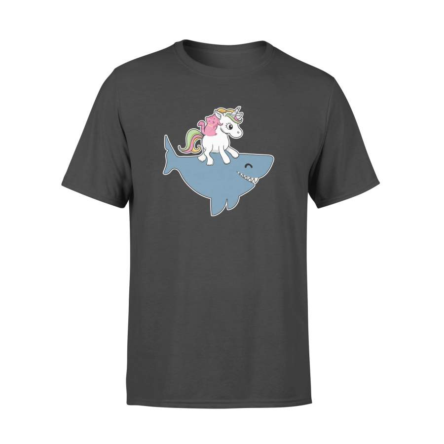 Cat Riding Unicorn Riding Shark Funny Novelty Animal T-shirtS – 6XL plus size – Standard T-shirt