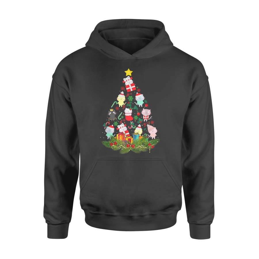 Cat Christmas Light Meowy Christmas Cute Kitten Xmas tree T-Shirt – Standard Hoodie