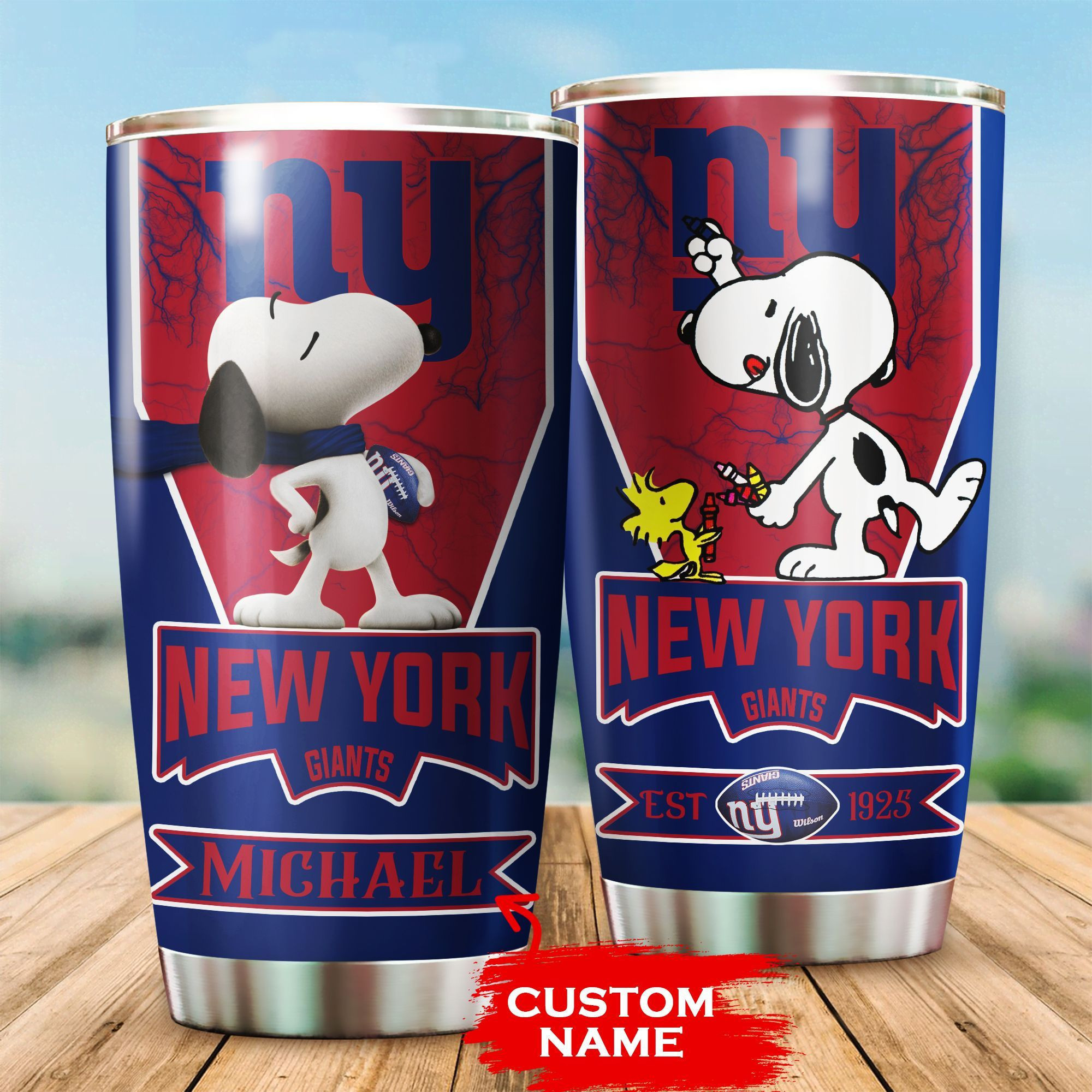 Personalized New York Giants Snoopy All Over Print 3D Tumbler-Tph