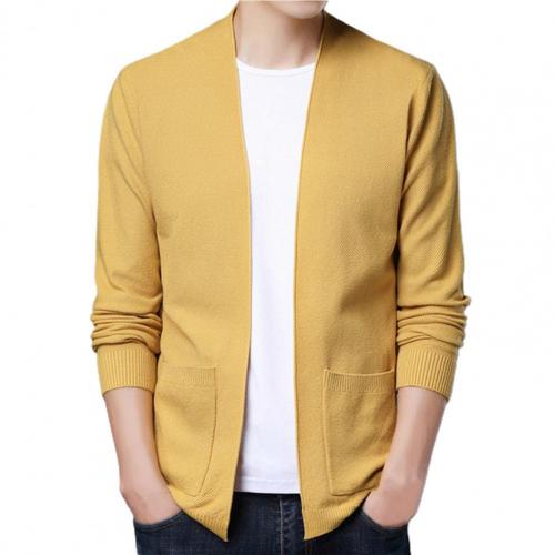 Winter Autumn Men’s Jacket Cardigan Loose Fit Solid Color Coat Long Sleeve Ribbing Hem Cardigan Coat for Business Knit Outwear alx